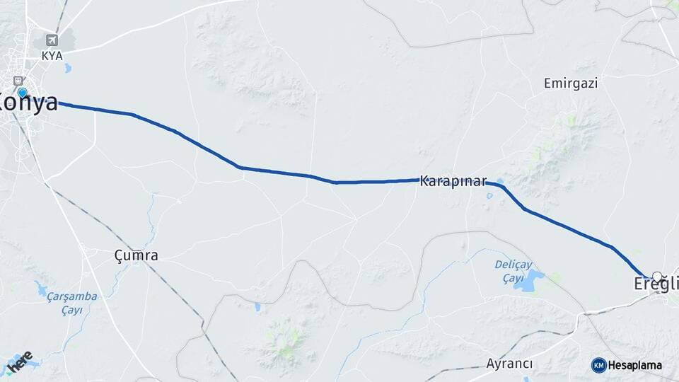 Konya Karatay Ereğli Arası Kaç Km - Yol Haritası