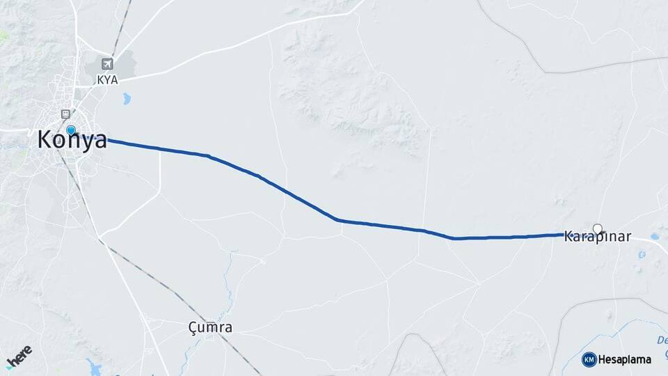 Konya Karatay Karapınar Arası Kaç Km - Yol Haritası