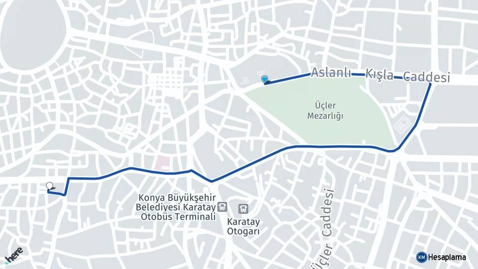 Konya Karatay Meram Arası Kaç Km - Yol Haritası