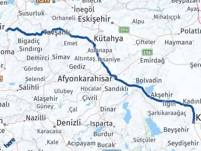 Konya Karesi Balıkesir Arası Kaç Km - Yol Haritası