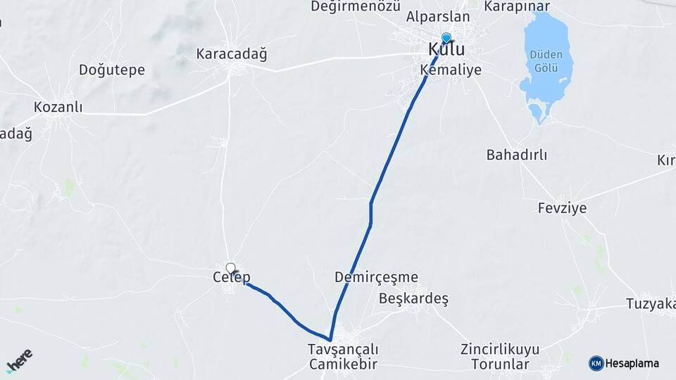 Konya Kulu Celep Kulu Arası Kaç Km - Yol Haritası