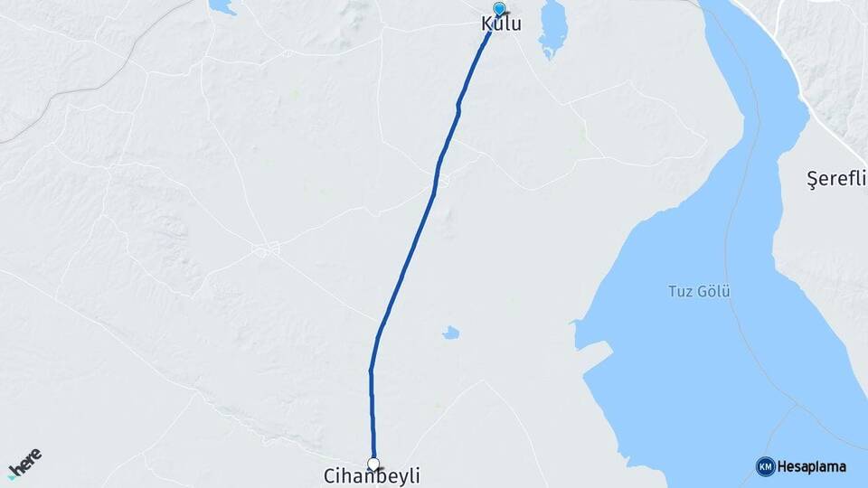 Konya Kulu Cihanbeyli Arası Kaç Km - Yol Haritası