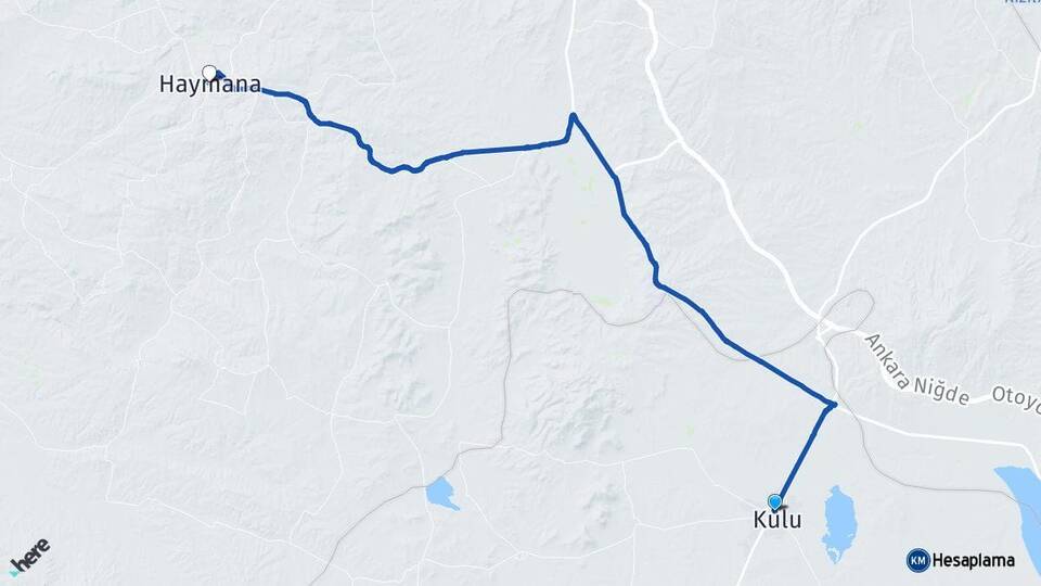 Konya Kulu Haymana Ankara Arası Kaç Km - Yol Haritası