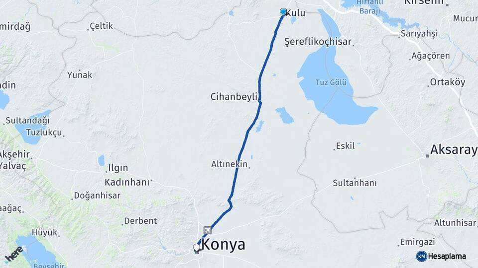 Konya Kulu Karatay Arası Kaç Km - Yol Haritası