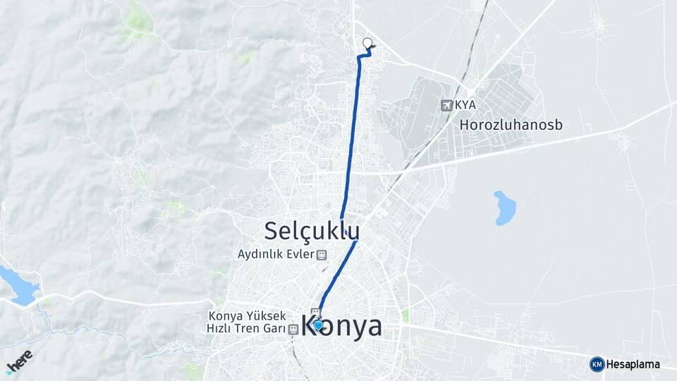 Konya Meram Bosna Hersek Selçuklu Arası Kaç Km - Yol Haritası