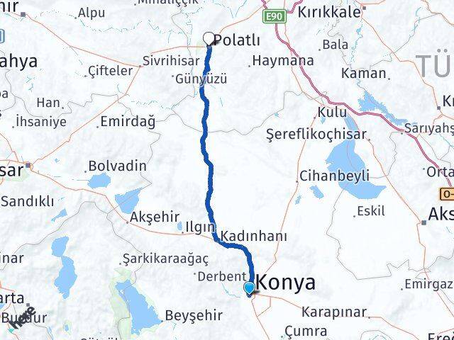Konya Meram Polatlı Ankara Arası Kaç Km - Yol Haritası
