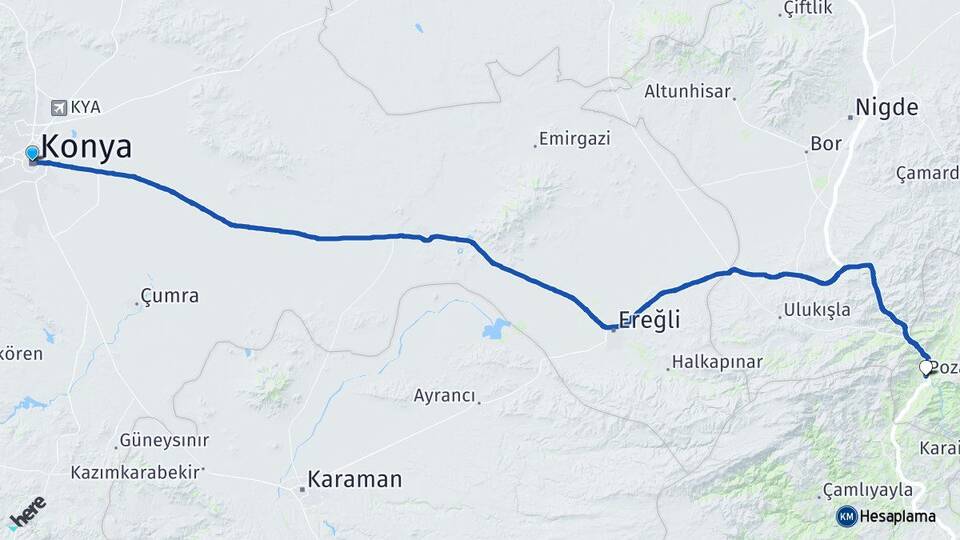 Konya Pozantı Adana Arası Kaç Km - Yol Haritası