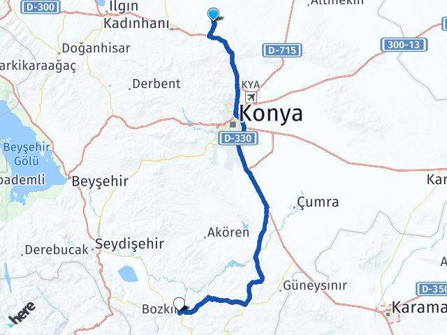 Konya Sarayönü Bozkır Arası Kaç Km - Yol Haritası