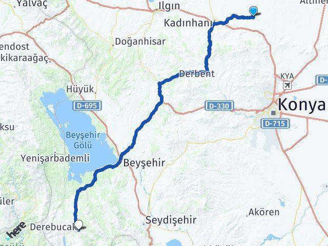 Konya Sarayönü Derebucak Arası Kaç Km - Yol Haritası