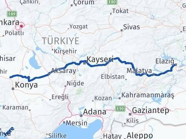 Konya Sarayönü Elazığ Arası Kaç Saat? Yol Haritası, Yakıt, Rota ve Mesafe Hesaplama Konya Sarayönü Elazığ Arası Kaç Km? Kaç Saat? Yol Haritası
