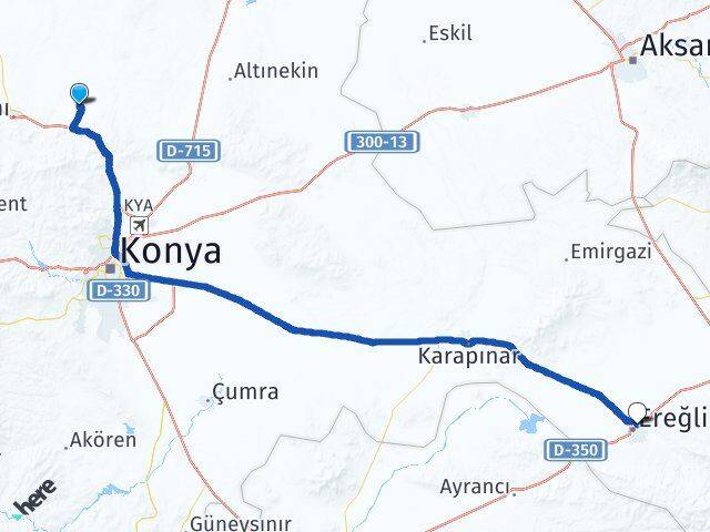 Konya Sarayönü Ereğli Arası Kaç Km - Yol Haritası