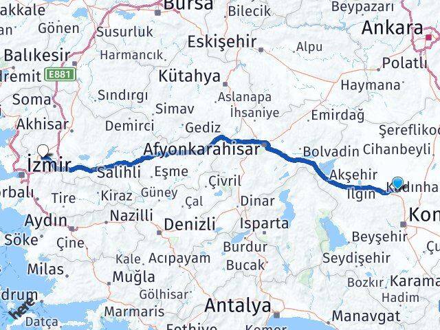 Konya Sarayönü Manisa Arası Kaç Km - Yol Haritası