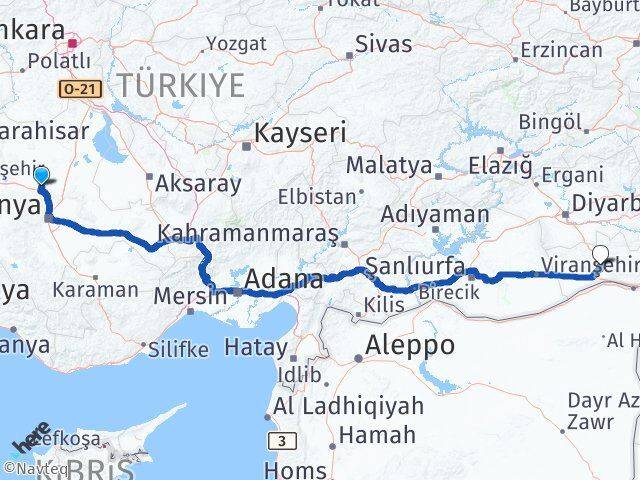 Konya Sarayönü Mardin Arası Kaç Km - Yol Haritası