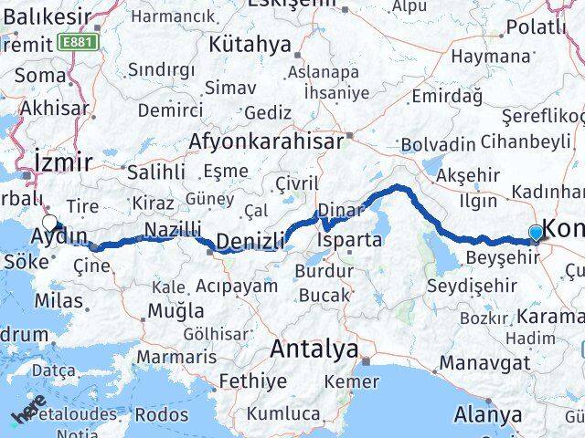 Konya Selçuk İzmir Arası Kaç Km - Yol Haritası