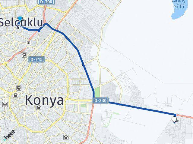 Konya Selçuklu Başak Karatay Arası Kaç Km - Yol Haritası