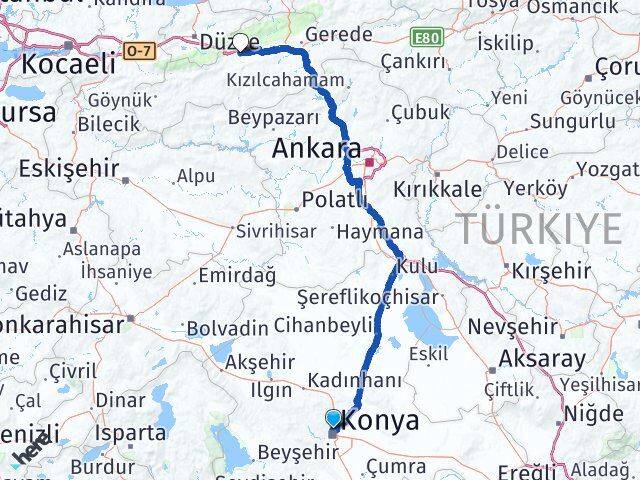 Konya Selçuklu Bolu Arası Kaç Km - Yol Haritası