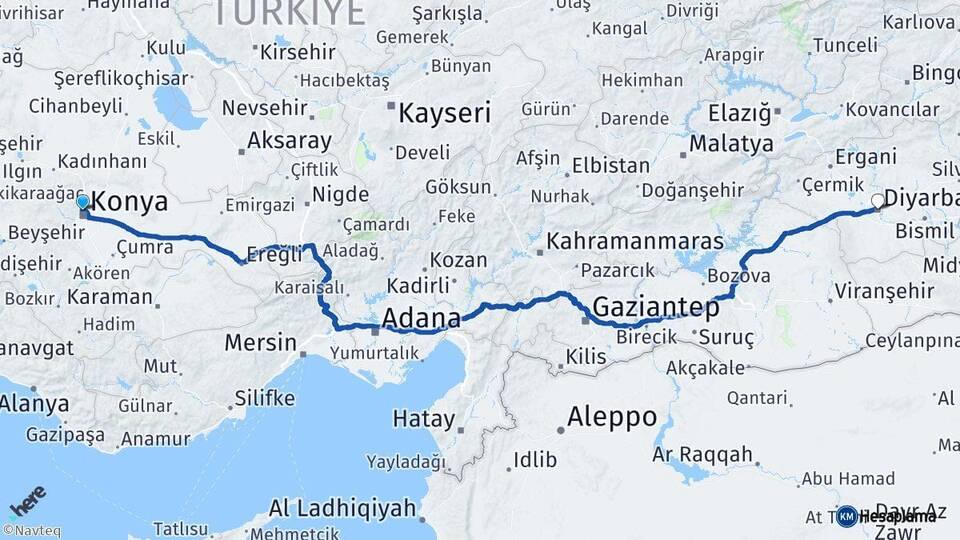 Konya Selçuklu Diyarbakır Arası Kaç Saat? Yol Haritası, Yakıt, Rota ve Mesafe Hesaplama Konya Selçuklu Diyarbakır Arası Kaç Km? Kaç Saat? Yol Haritası
