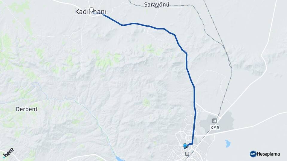 Konya Selçuklu Kadınhanı Arası Kaç Km - Yol Haritası