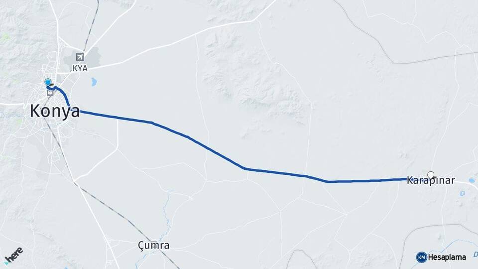 Konya Selçuklu Karapınar Arası Kaç Km - Yol Haritası