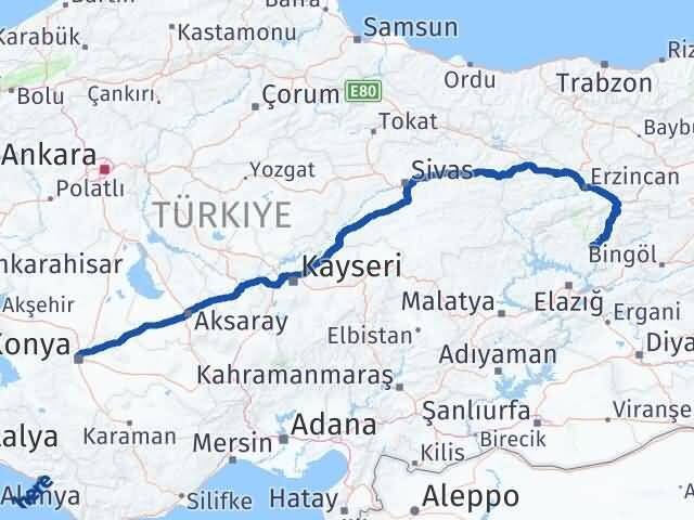 Konya Selçuklu Tunceli Arası Kaç Km - Yol Haritası