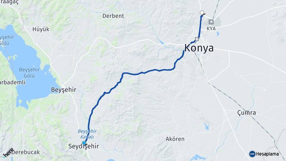 Konya Seydişehir Bosna Hersek Selçuklu Arası Kaç Km - Yol Haritası
