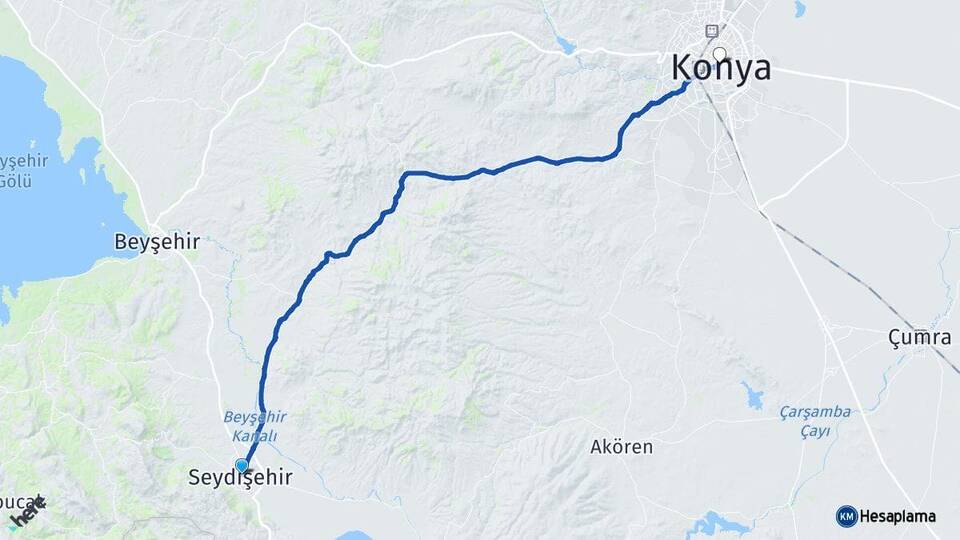 Konya Seydişehir Karatay Arası Kaç Km - Yol Haritası