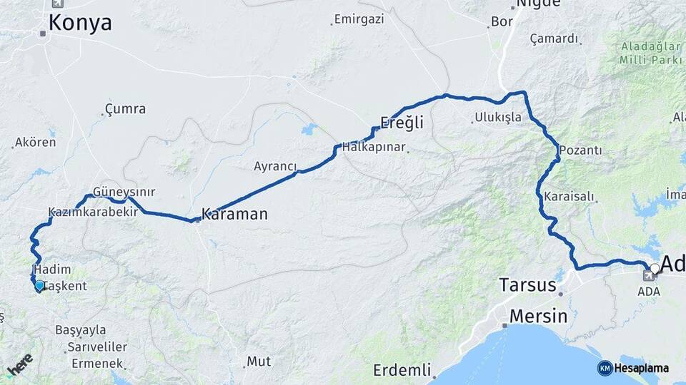 Konya Taşkent Adana Arası Kaç Saat? Yol Haritası, Yakıt, Rota ve Mesafe Hesaplama Konya Taşkent Adana Arası Kaç Km? Kaç Saat? Yol Haritası