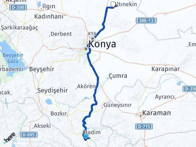 Konya Taşkent Altınekin Arası Kaç Km - Yol Haritası