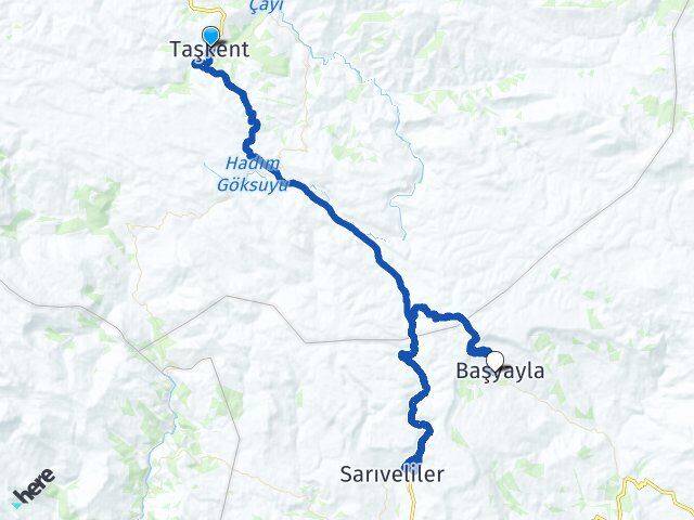 Konya Taşkent Başyayla Karaman Arası Kaç Km - Yol Haritası