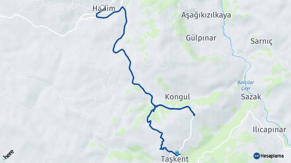 Konya Taşkent Hadim Arası Kaç Km - Yol Haritası