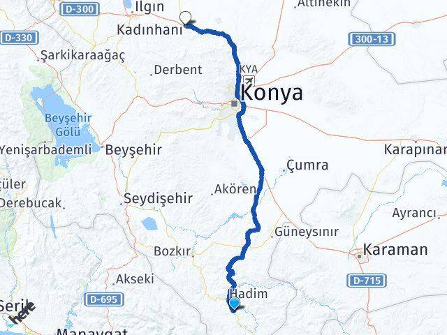 Konya Taşkent Kadınhanı Arası Kaç Km - Yol Haritası