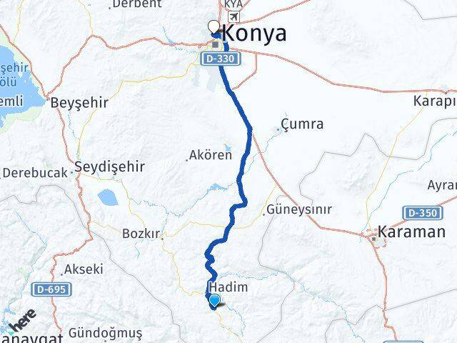Konya Taşkent Selçuklu Arası Kaç Km - Yol Haritası