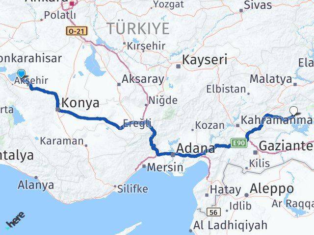 Konya Tuzlukçu Adıyaman Arası Kaç Km - Yol Haritası