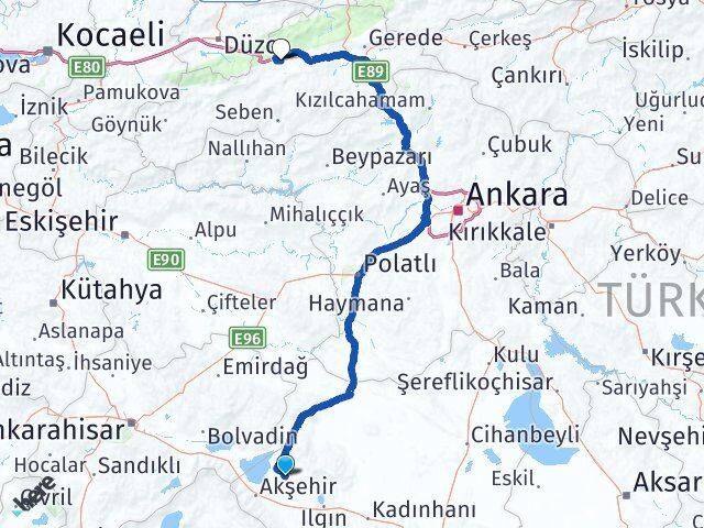 Konya Tuzlukçu Bolu Arası Kaç Km - Yol Haritası