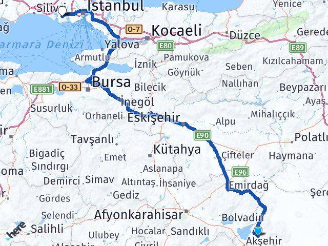 Konya Tuzlukçu Esenyurt İstanbul Arası Kaç Km - Yol Haritası
