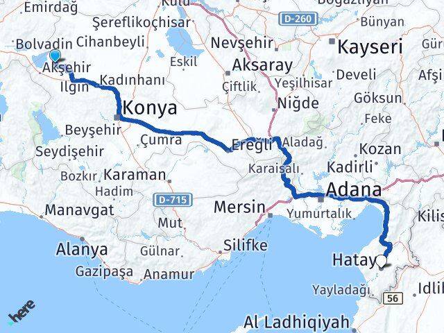 Konya Tuzlukçu Hatay Arası Kaç Km - Yol Haritası