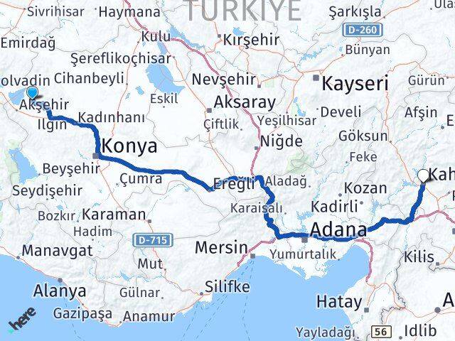 Konya Tuzlukçu Kahramanmaraş Arası Kaç Km - Yol Haritası