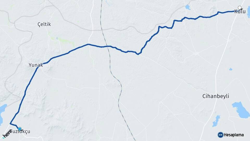 Konya Tuzlukçu Kulu Arası Kaç Km - Yol Haritası