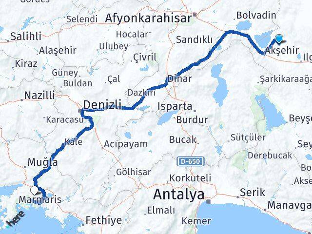 Konya Tuzlukçu Muğla Arası Kaç Km - Yol Haritası