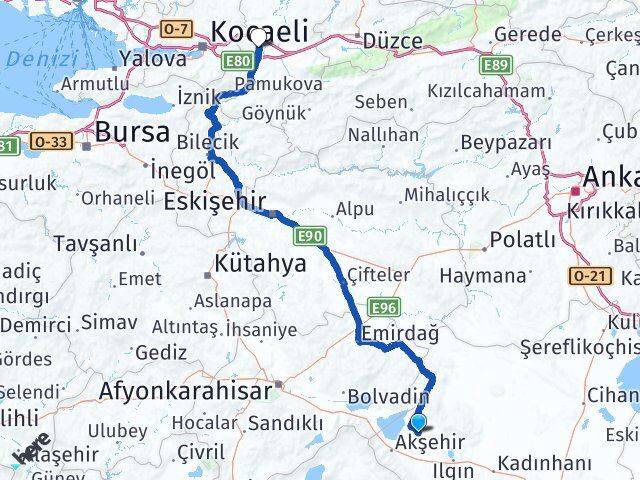Konya Tuzlukçu Sakarya Arası Kaç Km - Yol Haritası