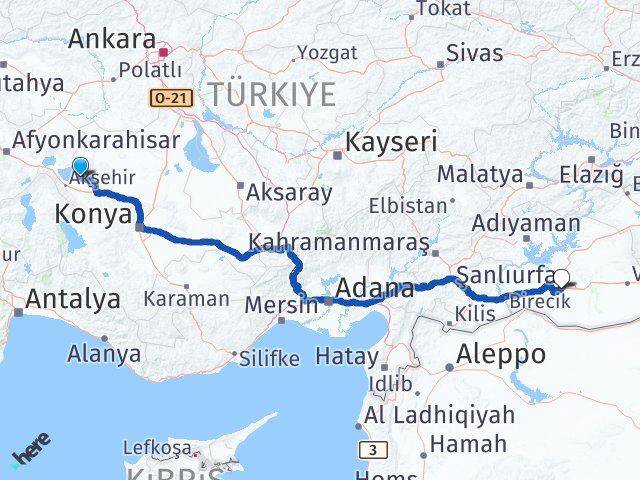 Konya Tuzlukçu Şanlıurfa Arası Kaç Km - Yol Haritası