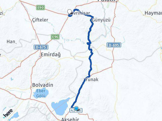 Konya Tuzlukçu Sivrihisar Eskişehir Arası Kaç Km - Yol Haritası