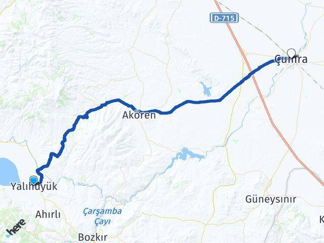 Konya Yalıhüyük Çumra Arası Kaç Km - Yol Haritası