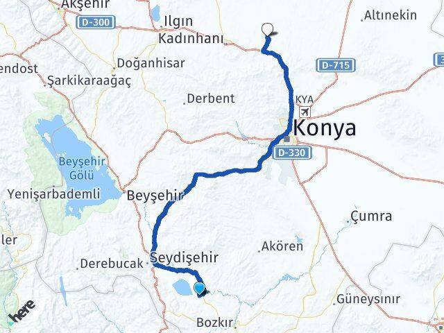 Konya Yalıhüyük Sarayönü Arası Kaç Km - Yol Haritası