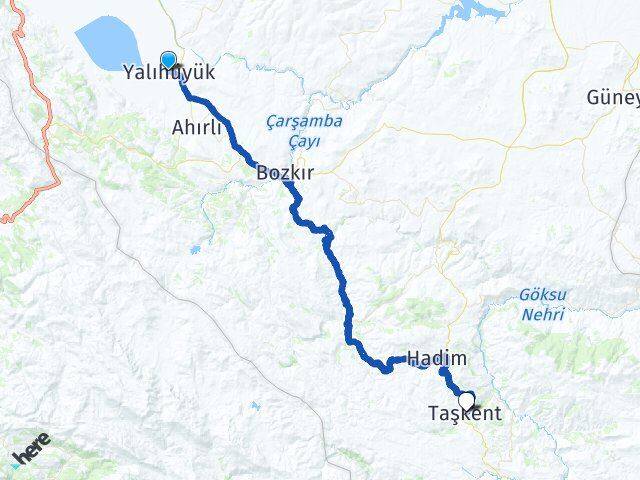 Konya Yalıhüyük Taşkent Arası Kaç Km - Yol Haritası