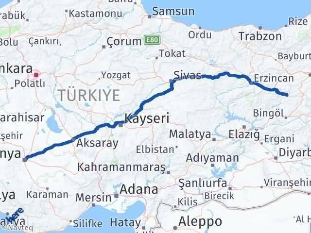 Konya Yedisu Bingöl Arası Kaç Km - Yol Haritası