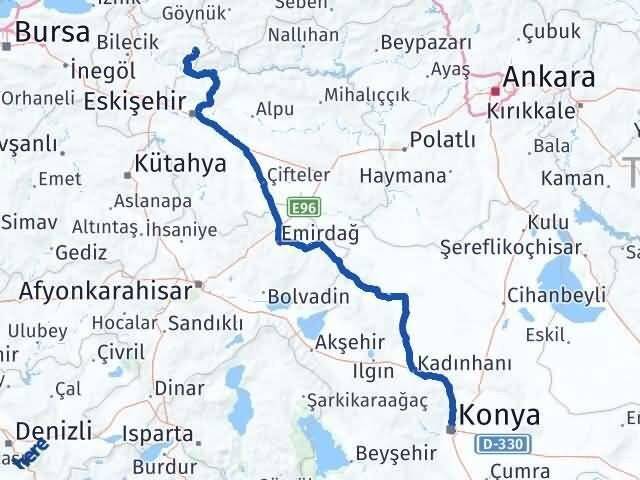 Konya Yenipazar Bilecik Arası Kaç Km - Yol Haritası