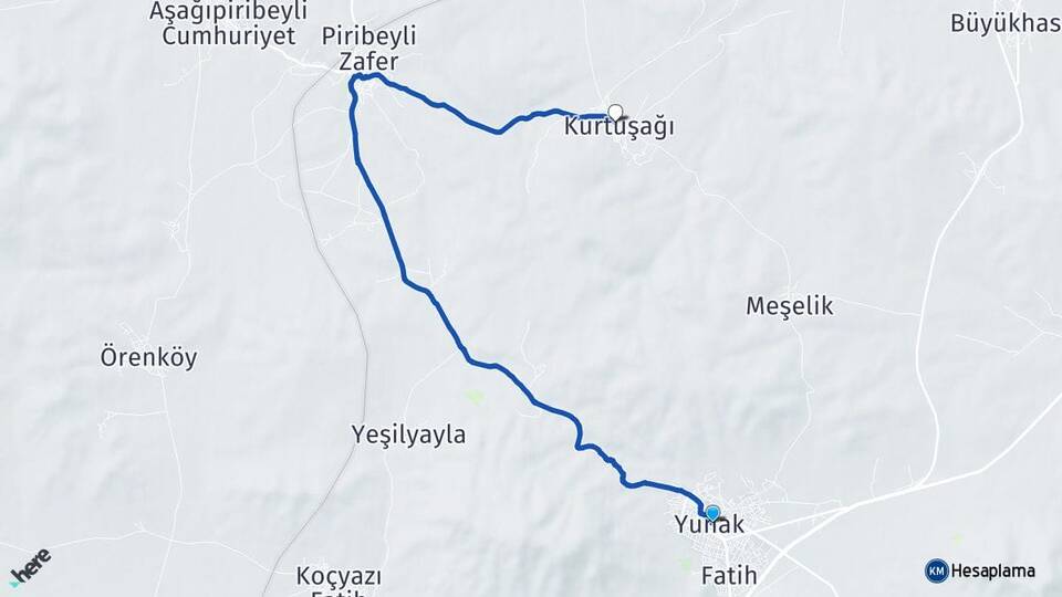 Konya Yunak Kurtuşağı Yunak Arası Kaç Km - Yol Haritası