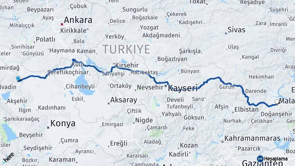 Konya Yunak Malatya Arası Kaç Saat? Yol Haritası, Yakıt, Rota ve Mesafe Hesaplama Konya Yunak Malatya Arası Kaç Km? Kaç Saat? Yol Haritası