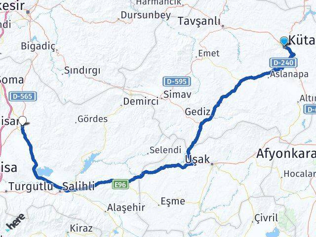 Kütahya Akhisar Manisa Arası Kaç Km - Yol Haritası